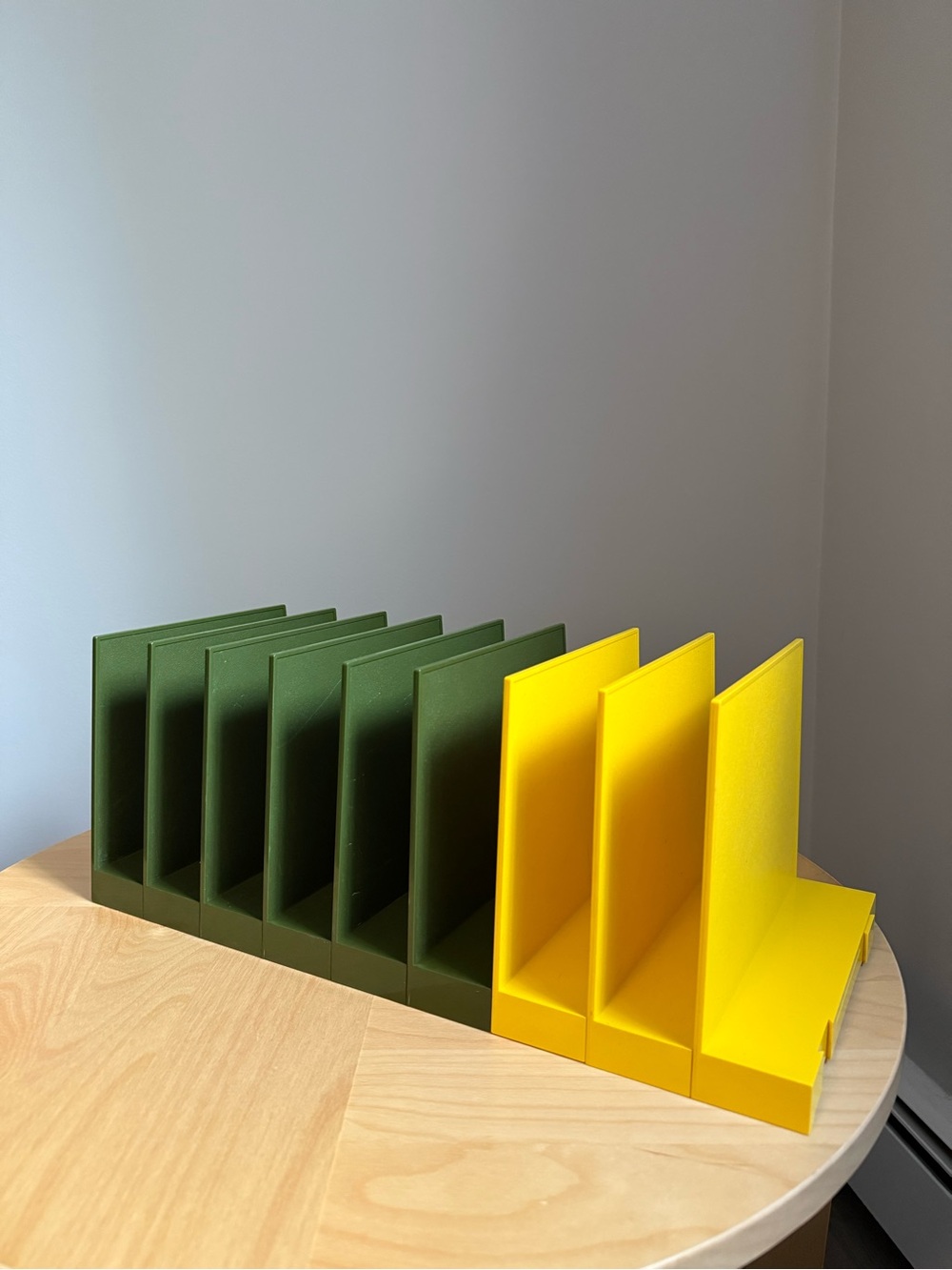 9-Interlocking Acrylic Green Yellow c1970s MCM STARMARK FILE-MATE Organizers